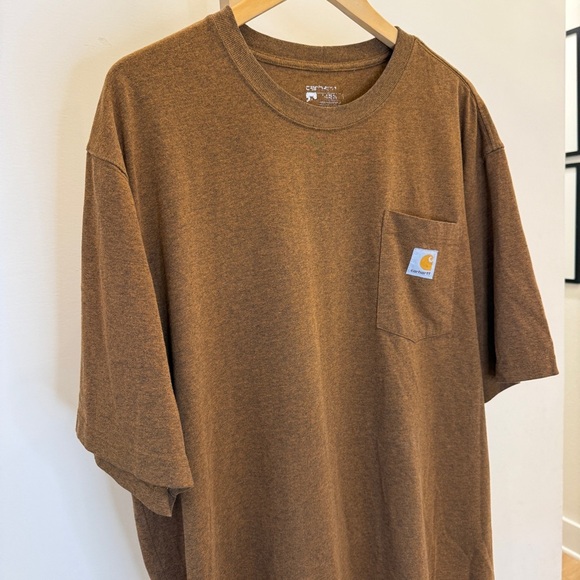 Carhartt Men's Loose Fit Brown Short Sleeve Pocket T-Shirt Size XL Casual - Picture 2 of 10